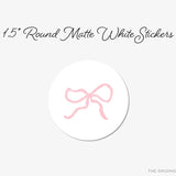Pink Bow Round Stickers