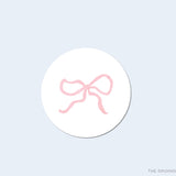 Pink Bow Round Stickers