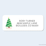 Pink Gingham Christmas Tree Return Address Labels