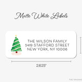 Pink Gingham Christmas Tree Return Address Labels