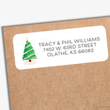 Pink Gingham Christmas Tree Return Address Labels