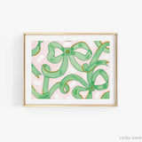 Pink & Green Golden Bows Art Print [8x10]