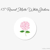 Pink Hydrangea Round Stickers