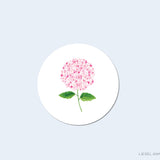 Pink Hydrangea Round Stickers