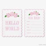 Pink Hydrangea Scalloped Monthly Milestone Cards