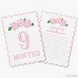 Pink Hydrangea Scalloped Monthly Milestone Cards