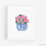 Pink Peonies in Ginger Jar Art Print