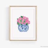 Pink Peonies in Ginger Jar Art Print