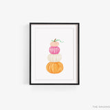 Pink Pumpkin Stack Art Print