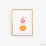 Pink Pumpkin Stack Art Print