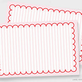 Pink, Red & White Stripe Scalloped Paper Placemat Pad