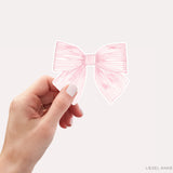 Pink Striped Bow Vinyl Sticker