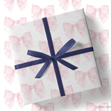 Pink Striped Bows Gift Wrap