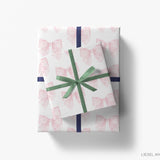 Pink Striped Bows Gift Wrap