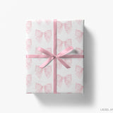Pink Striped Bows Gift Wrap