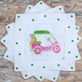 Pink Golf Cart Linen Cocktail Napkins