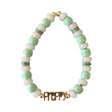 "Preppy" Pink + Green Stack Bracelet