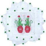 Chinoiserie Holiday Monkey Linen Cocktail Napkins