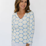 V-Crew Tee - Scallop Shells Blue/Tan