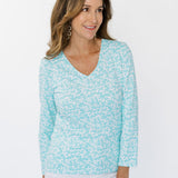 V-Crew Tee - Tiny Coral Aqua