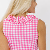 Cricket Sleeveless Dress - Gingham Hot Pink/White