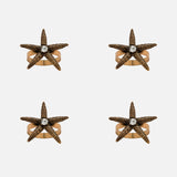 Starfish skinny napkin rings, bronze, set of four