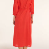 Natalia Cinched Tie Cover Up in Red Orange