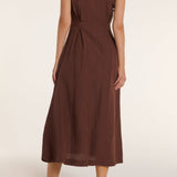 Stacia Collared Button Front Panel Midi Dress in Shaved Chocolate