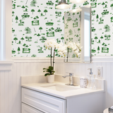 Kyger Golf Toile Wallpaper - Green