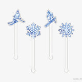 Skier Snowflake Acrylic Drink Stir Sticks