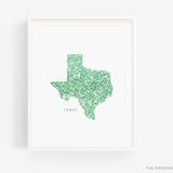 State of Texas with Text Art Print