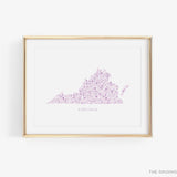 State of Virginia with Text Art Print