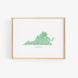 State of Virginia with Text Art Print