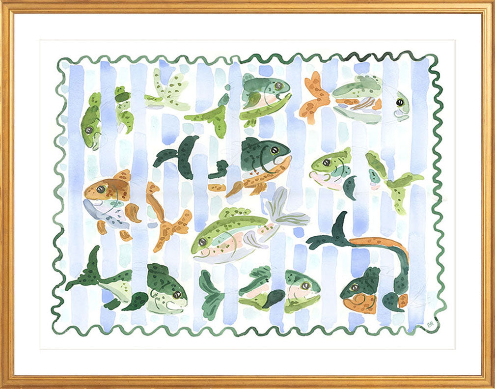 The "Stripe Splash" Fish Watercolor Fine Art Print