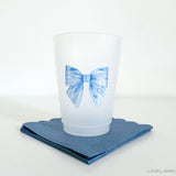 Striped Blue Bow 16oz Shatterproof Cups [Set of 8]