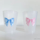 Striped Blue Bow 16oz Shatterproof Cups [Set of 8]