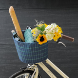 Bicycle Basket | Fog Blue / Metallic Sage Stripe