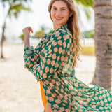 Shelby Cinched Tie Kimono Cover-up in Green