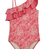 Little Kate Off-The-Shoulder One-Piece Swimsuit in Indra Coral- FINAL SALE