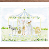 The "Merry-Go-Menagerie Blue Carousel" Fine Art Print