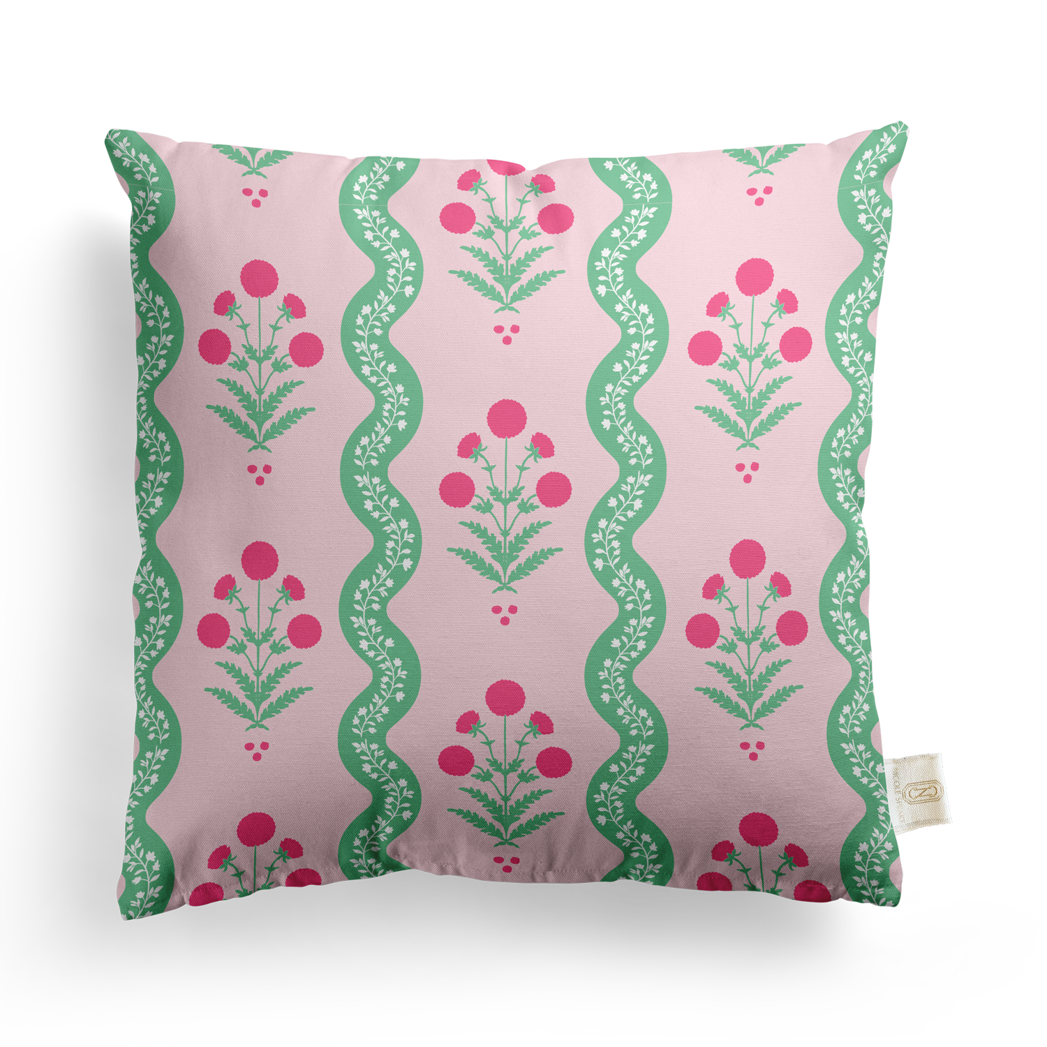 Wavy Floral Pillow Cover | Featuring Fiesta Colorway