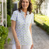 Bailey Top - Little Zinnias Lavender/White