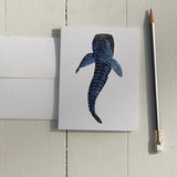 Watercolor Whale Shark from Above Note Card (single card)