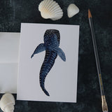 Watercolor Whale Shark from Above Note Card (single card)