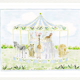 The "Merry-Go-Menagerie Blue Carousel" Fine Art Print
