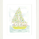 The "Sailboat Menagerie Bunnies" Fine Art Print