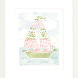 The "Sailboat Menagerie Flamingos" Fine Art Print