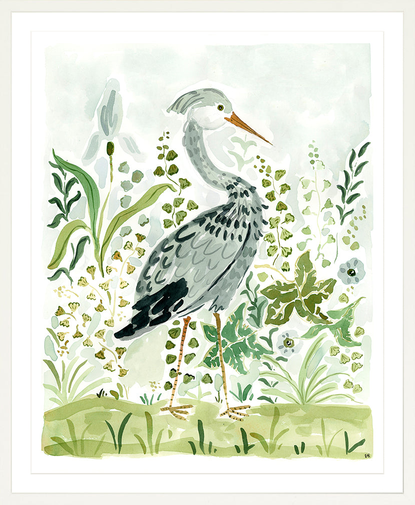 The " Heron in the Ferns" Fine Art Print