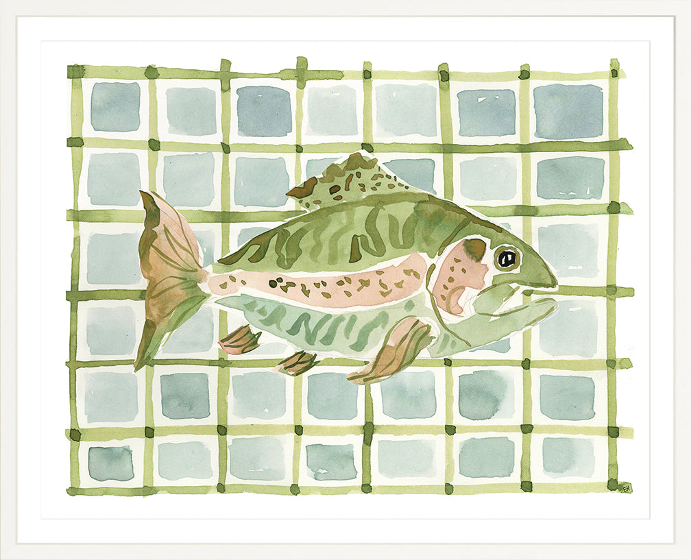 The "Plaid Atlantic Fish" Watercolor Animal Fine Art Print