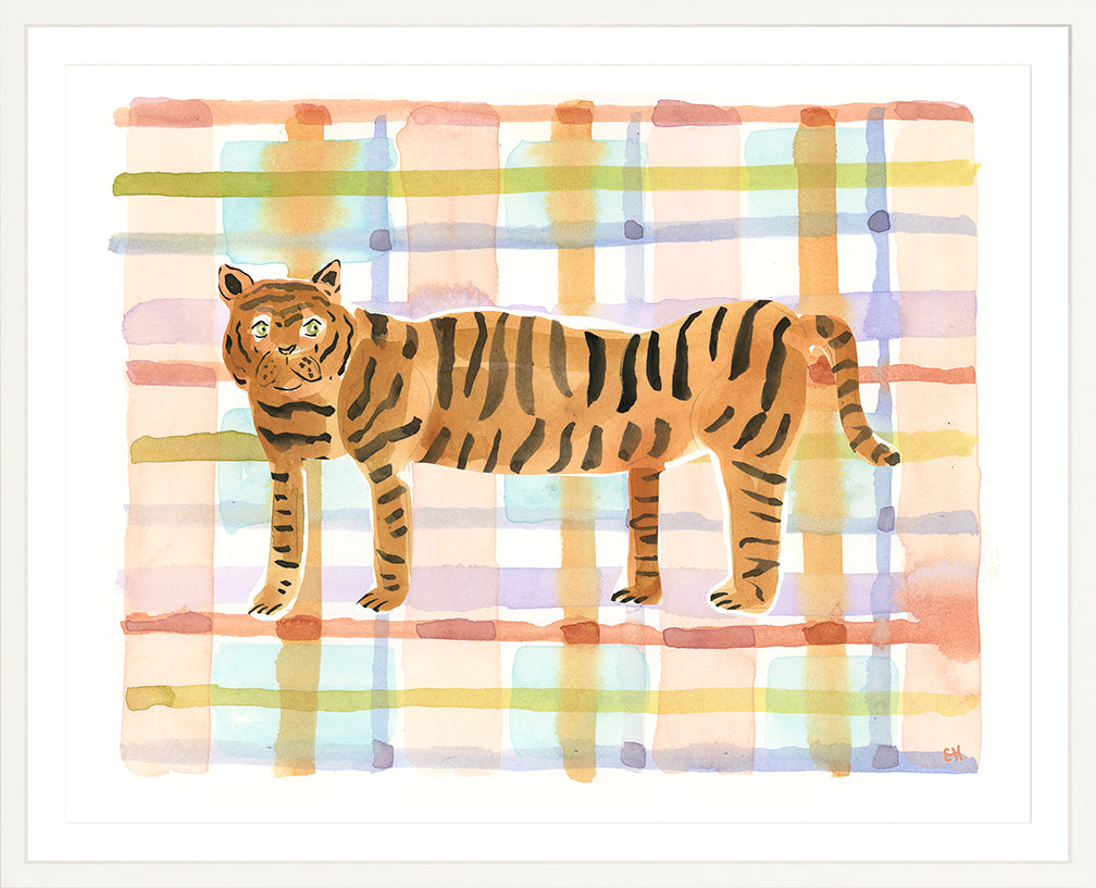 The "Plaid Tiger" Watercolor Animal Fine Art Print